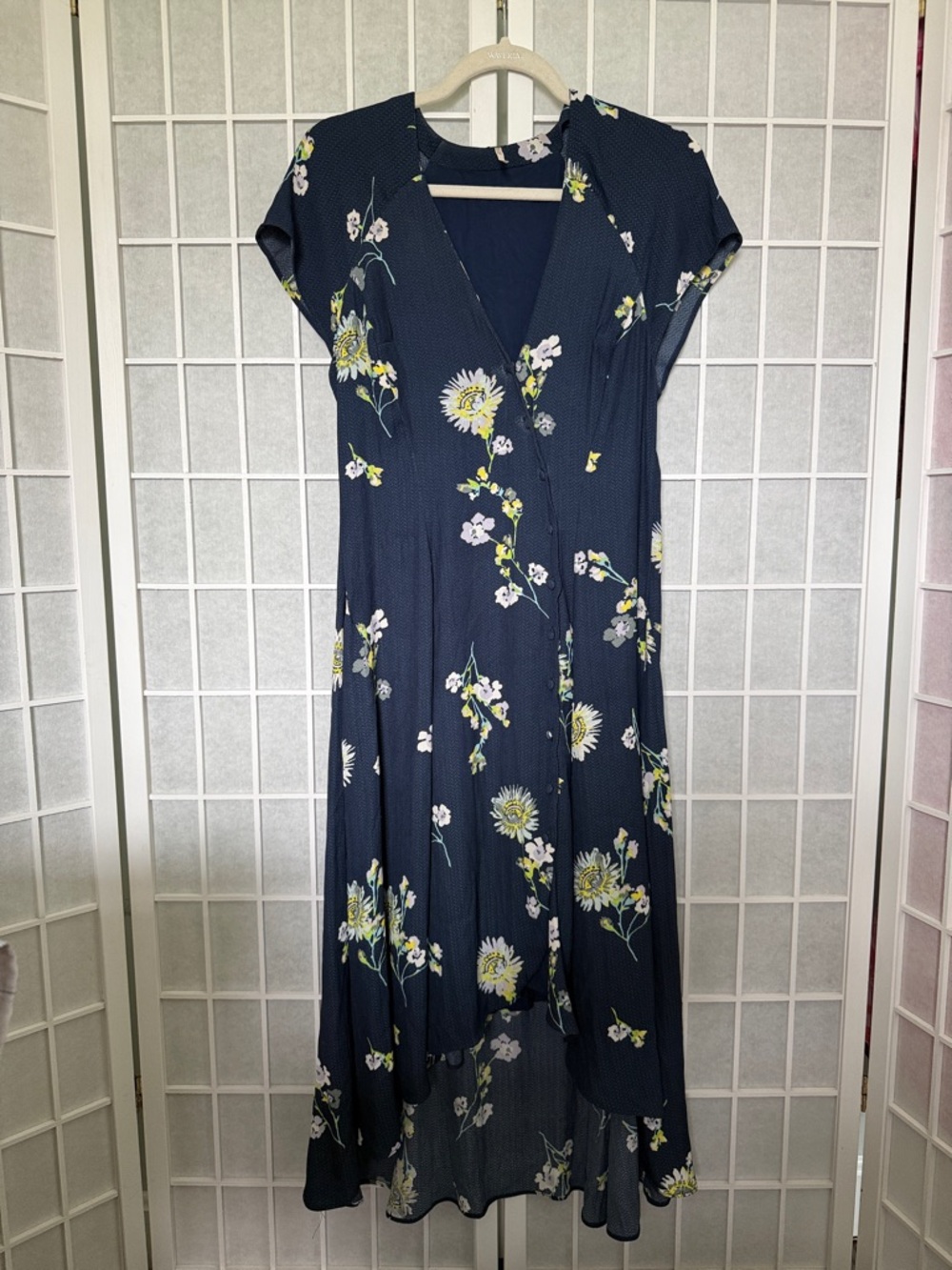 Free People Lost In You Floral Midi Dress In Blue Size Small